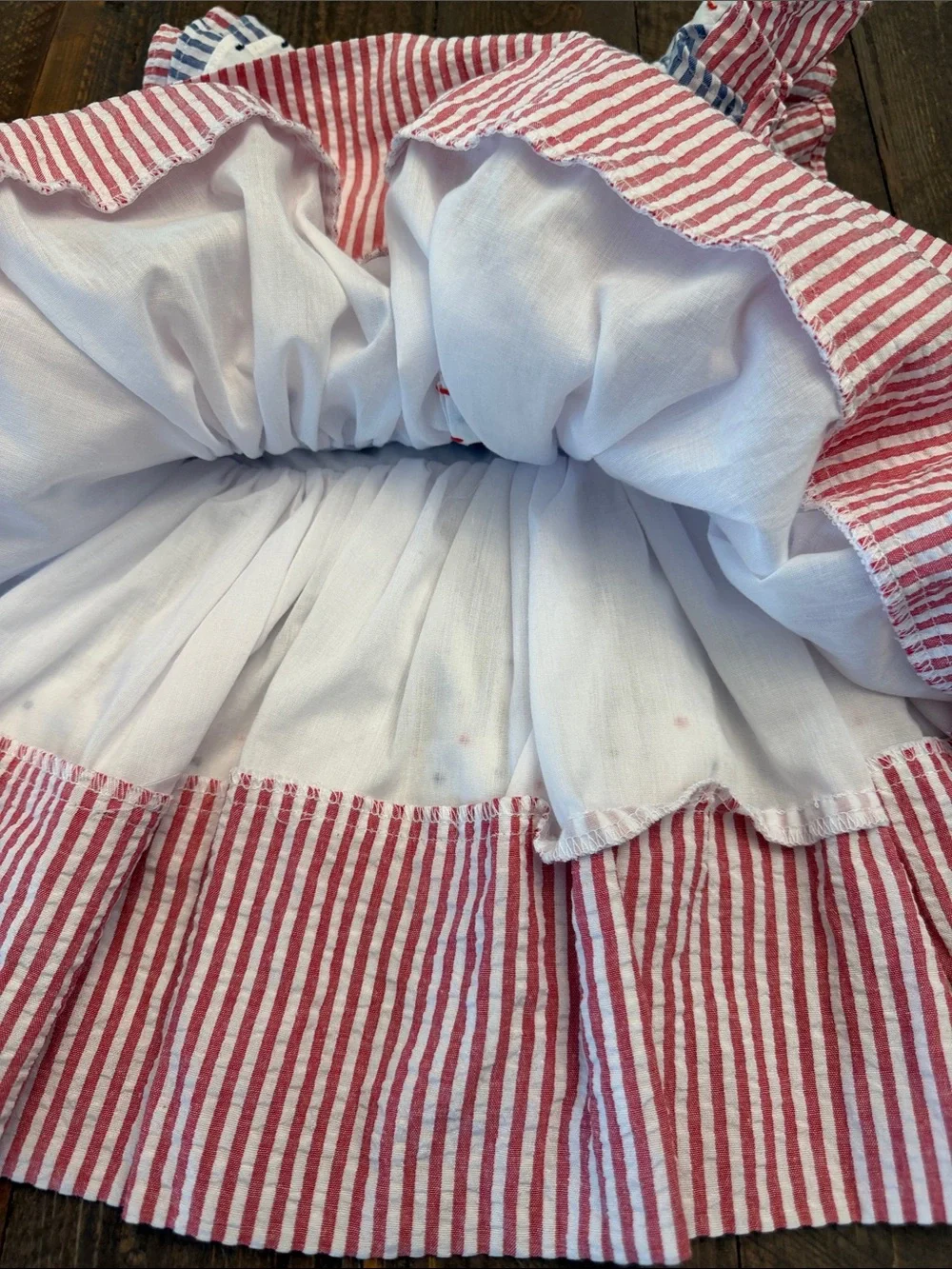Southern Darlin Smocks American Flag Seersucker Swiss Dot Patriotic Dress 4T Was